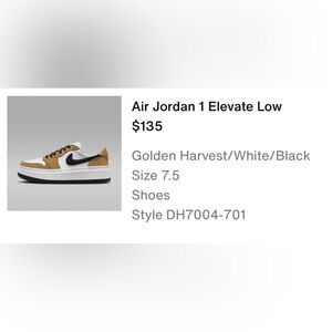 Nike Brand Air Jordan 1 Elevate Low-never worn